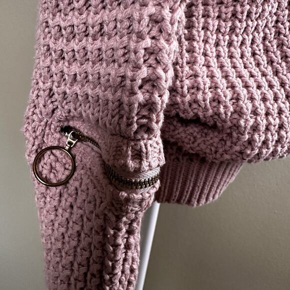 Guess sweater Chucky ribs Women XL Blush Cotton Blend Zip arm - Picture 6 of 16